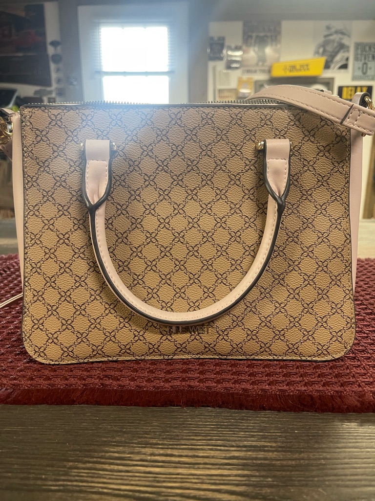 Nine West Beige Satchel With Pink Trim